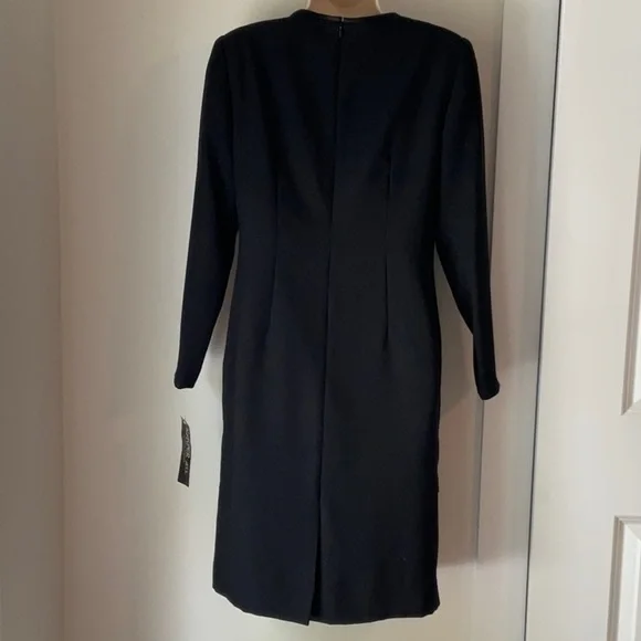 KASPER A.S.L.Kasper Black Embellished Long Sleeve Sheath Dress SIZE M - Picture 6 of 11